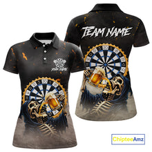 Load image into Gallery viewer, Personalized Funny Grim Reaper Play Darts &amp; Beer Polo &amp; 1/4-Zip Shirts For Women Dart Team Jerseys NYN2815