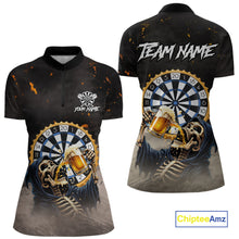 Load image into Gallery viewer, Personalized Funny Grim Reaper Play Darts &amp; Beer Polo &amp; 1/4-Zip Shirts For Women Dart Team Jerseys NYN2815