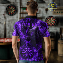 Load image into Gallery viewer, Custom Black Red Flames Wolf Dartboard Dart Men Polo Shirt Outfits Dart Jerseys NYN1619