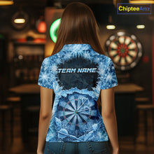 Load image into Gallery viewer, Icy Snowflake Blue Dartboard Women Darts Polo &amp; 1/4-Zip Shirts Custom Darts Clothing Team Shirt Jersey NYN3034