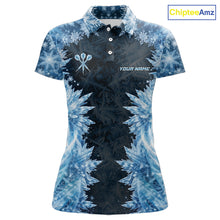 Load image into Gallery viewer, Icy Snowflake Blue Dartboard Women Darts Polo &amp; 1/4-Zip Shirts Custom Darts Clothing Team Shirt Jersey NYN3034