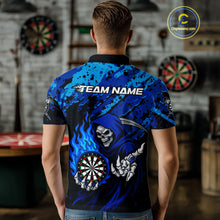 Load image into Gallery viewer, Custom Grim Reaper Blue Flames Dartboard Dart Men Polo Shirt Splatter Grunge Dart Jerseys NYN1631
