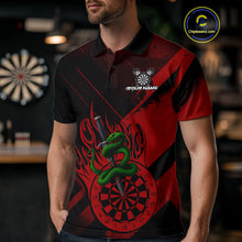 Load image into Gallery viewer, Custom Green Cobra Flames Dartboard Red Grunge Dart Men Polo Jerseys Dart Shirt Gifts NYN1642