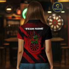 Load image into Gallery viewer, Custom Green Cobra Flames Dartboard Red Grunge Dart Women Polo Jerseys Dart Shirt Gifts NYN1642