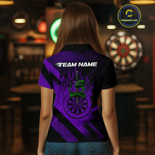 Load image into Gallery viewer, Custom Green Cobra Flames Dartboard Purple Grunge Dart Women Polo Jerseys Dart Shirt Gifts NYN1643
