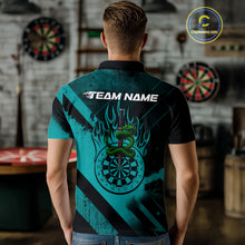Load image into Gallery viewer, Custom Green Cobra Flames Dartboard Turquoise Grunge Dart Men Polo Jerseys Dart Shirt Gifts NYN1644