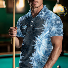 Load image into Gallery viewer, Icy Pattern Blue 9 Ball Pool Billiard Team Shirt For Men Custom Snowflake Billiards Ball Attire NYN3043