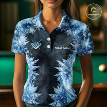 Load image into Gallery viewer, Icy Pattern Blue 9 Ball Pool Billiard Team Shirt For Women Custom Snowflake Billiards Ball Attire NYN3043