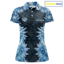 Load image into Gallery viewer, Icy Pattern Blue 9 Ball Pool Billiard Team Shirt For Women Custom Snowflake Billiards Ball Attire NYN3043
