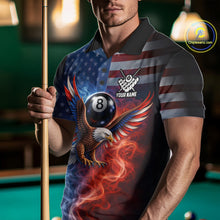 Load image into Gallery viewer, Blue &amp; Red Flames Eagle 8 Ball 9 Ball Pool Billiard Shirt For Men Custom US Flag Billiard Jersey NYN3050