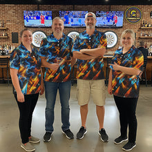 Load image into Gallery viewer, Icy And Fire Flame Dartboard Women Dart Polo &amp; 1/4-Zip Shirt Custom Red And Blue Dart Team Attire NYN3210
