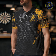 Load image into Gallery viewer, Grunge Black And Yellow Funny Bee Men Dart Polo &amp; 1/4-Zip Shirt Custom Dart Team Jerseys NYN3211