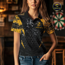 Load image into Gallery viewer, Grunge Black And Yellow Funny Bee Women Dart Polo &amp; 1/4-Zip Shirt Custom Dart Team Jerseys NYN3211