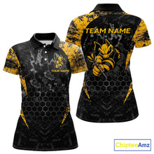 Load image into Gallery viewer, Grunge Black And Yellow Funny Bee Women Dart Polo &amp; 1/4-Zip Shirt Custom Dart Team Jerseys NYN3211