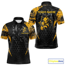 Load image into Gallery viewer, Grunge Black And Yellow Funny Bee Men Dart Polo &amp; 1/4-Zip Shirt Custom Dart Team Jerseys NYN3211