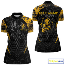 Load image into Gallery viewer, Grunge Black And Yellow Funny Bee Women Dart Polo &amp; 1/4-Zip Shirt Custom Dart Team Jerseys NYN3211