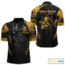 Load image into Gallery viewer, Grunge Black And Yellow Funny Bee Men Dart Polo &amp; 1/4-Zip Shirt Custom Dart Team Jerseys NYN3211