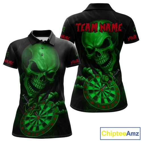 Custom Blood Cobra Green Dartboard Skeleton Dart Women Polo Jerseys Dart Team Shirt NYN1652