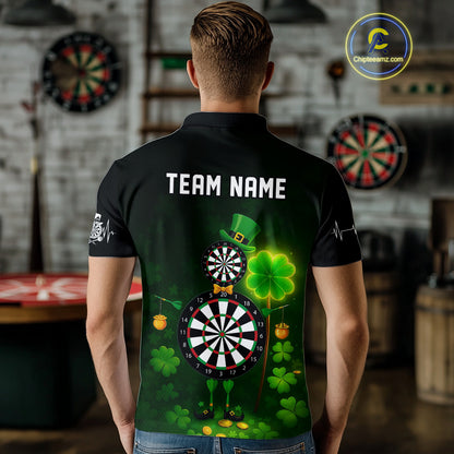 Personalized Funny Dartboard Patrick Day Men Darts Polo Shirts Shamrock Dart Team Gifts NYN2185