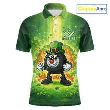 Load image into Gallery viewer, Shamrock Funny Fire Flame 8 Ball Men Billiards Shirt Personalized St Patrick's Day Pool Balls Shirt NYN2679