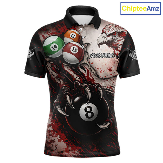 Red Grunge Eagle 8 Ball Billiard Pool Shirt For Men Custom Claws Billiard Attire Team Jersey NYN3063