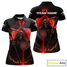 Load image into Gallery viewer, Custom Lightning Red Grim Reaper Dartboard Dart Polo Shirt For Women Dart Team Jerseys NYN1418