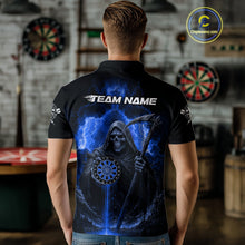 Load image into Gallery viewer, Custom Lightning Blue Grim Reaper Dartboard Dart Polo Shirt For Men Dart Team Jerseys NYN1419
