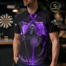 Load image into Gallery viewer, Custom Lightning Purple Grim Reaper Dartboard Dart Polo Shirt For Men Dart Team Jerseys NYN1420