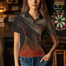 Load image into Gallery viewer, Funny Dartboard Cowboy Darts Polo &amp; 1/4-Zip Shirts For Women Custom Grunge Brown Darts Team Jerseys NYN3079