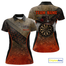 Load image into Gallery viewer, Funny Dartboard Cowboy Darts Polo &amp; 1/4-Zip Shirts For Women Custom Grunge Brown Darts Team Jerseys NYN3079