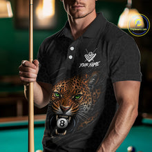 Load image into Gallery viewer, Male billiards player wearing Funny Tiger 8 Ball leopard claws billiard jersey during tournament competition