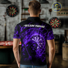 Load image into Gallery viewer, Custom Lightning Purple Grim Reaper Men Dart Polo Shirt Flames Dart Tournament Jersey NYN1447