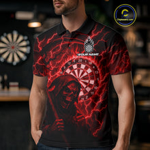 Load image into Gallery viewer, Custom Lightning Red Grim Reaper Men Dart Polo Shirt Flames Dart Tournament Jersey NYN1448