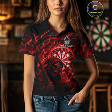 Load image into Gallery viewer, Custom Lightning Red Grim Reaper Women Dart Polo Shirt Flames Dart Tournament Jersey NYN1448