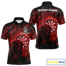 Load image into Gallery viewer, Custom Lightning Red Grim Reaper Men Dart Polo Shirt Flames Dart Tournament Jersey NYN1448