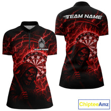 Load image into Gallery viewer, Custom Lightning Red Grim Reaper Women Dart 1/4-Zip Shirt Flames Dart Tournament Jersey NYN1448