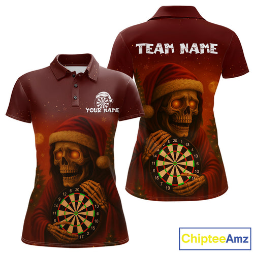 Custom Grim Reaper Dartboard Christmas Dart Polo Shirt For Women Xmas Dart Outfit Jersey NYN1451