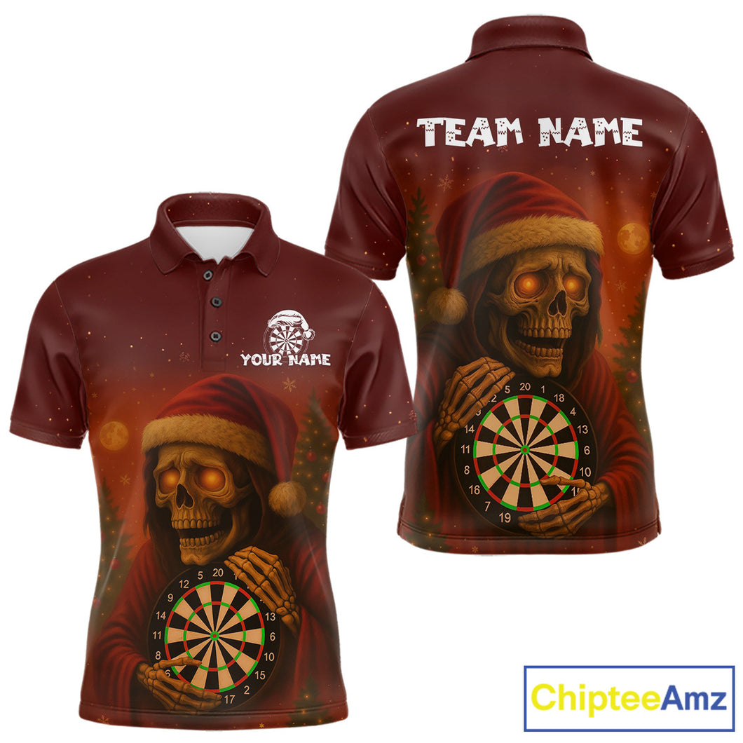 Custom Grim Reaper Dartboard Christmas Dart Polo Shirt For Men Xmas Dart Outfit Jersey NYN1451