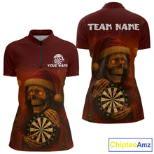 Load image into Gallery viewer, Custom Grim Reaper Dartboard Christmas Dart 1/4-Zip Shirt For Women Xmas Dart Outfit Jersey NYN1451