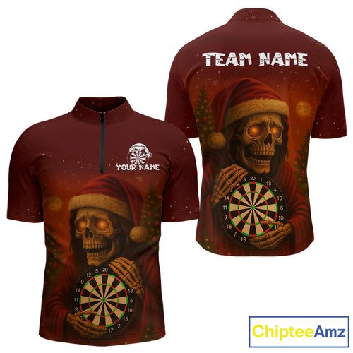 Custom Grim Reaper Dartboard Christmas Dart 1/4-Zip Shirt For Men Xmas Dart Outfit Jersey NYN1451