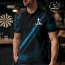 Load image into Gallery viewer, Custom Silver Skull Dartboard Lightning Turquoise Dart Men Polo Jerseys Outfits Dart Shirt NYN1712