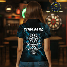 Load image into Gallery viewer, Custom Silver Skull Dartboard Lightning Turquoise Dart Women Polo Jerseys Outfits Dart Shirt NYN1712