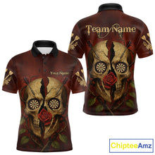 Load image into Gallery viewer, Custom Red Roses Cracked Skull Halloween Dart Polo Shirt For Men Grunge Dart Team Jersey NYN1475