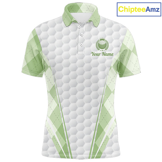 Mens Golf Polo Shirt Argyle Pattern Golf Shirts For Mens Green Argyle And White Golf Ball Gifts NYN2906