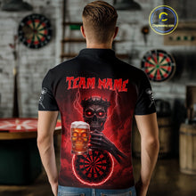Load image into Gallery viewer, Custom Funny Skull And Beer Lightning Red Dartboard Dart Men Polo Jerseys Dart Team Shirts NYN1755