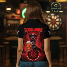 Load image into Gallery viewer, Custom Funny Skull And Beer Lightning Red Dartboard Dart Women Polo Jerseys Dart Team Shirts NYN1755