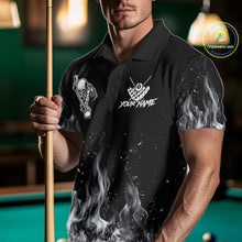 Load image into Gallery viewer, Grey Skeleton Play Pool Billiard Shirt For Men Custom Fire Flame Billiard Jersey, Billiards Gifts NYN3139