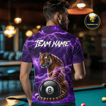 Load image into Gallery viewer, Thunder Purple Funny Tiger 8 Ball Billiard Pool Shirt For Men Custom Billiard Team Attire NYN3140