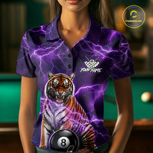 Load image into Gallery viewer, Thunder Purple Funny Tiger 8 Ball Billiard Pool Shirt For Women Custom Billiard Team Attire NYN3140