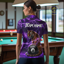 Load image into Gallery viewer, Thunder Purple Funny Tiger 8 Ball Billiard Pool Shirt For Women Custom Billiard Team Attire NYN3140